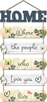 Artvibes Home Quote Decorative Wall Art MDF Wooden Hanger for Livingroom, Bedroom, Gifts, Hangings Decoration, Modern Decor Items, Artworks Piece (WH_6607N), Set of 6