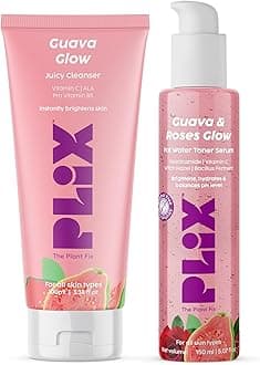 PLIX - THE PLANT FIX Guava Glow Regime with Juicy Cleanser & Hydrating 2 In-1 Toner Serum| Hydrating Cleanser| 2-in-1 Toner Serum| Soothes Redness & Irritated Skin, Moisturizes & Tightens Pores | Glowing Skin in 1 Use |