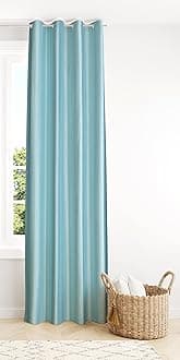 Decoholic Faux Texture Pro Solid Durable Heavy Polyester Fabric Insulated Grommet Curtains/Drapes for Bedroom/Living Room Door - 7 feet - 1 Panel, Sky Blue
