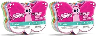 Fit & Fresh Cool Coolers Kids Lunch Box Ice Packs, Slim Ice Packs for Lunch Bags, Lunch Ice Packs Reusable-Multicolored 8 Pack Butterfly