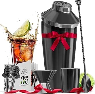 EATEX Bar Set Cocktail Shaker Set Bartender Kit, 8 Piece tail Set, Mixology Bartender Kit, Steel Drink Shakers Cocktail Kit, Bar Accessories: 24oz Martini Shaker, Muddler, Cocktail Book and More