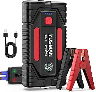 4000A Car Jump Starter, 12V Battery Jump Starter Pack, Portable Charger and Jumper Cables for 7.0L Gasoline and 5.5L Diesel Engines, LED Bright Light
