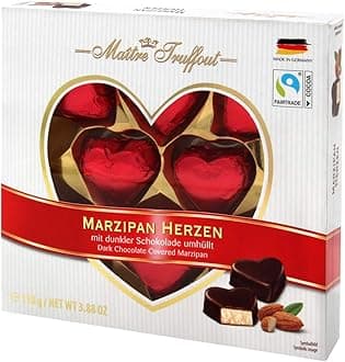 Dark Chocolate Marzipan Hearts 110g - Christmas Gifts, Valentine Gifts, Mothers Day Gifts