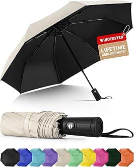 Windproof Travel Umbrella, Automatic Umbrellas for Rain, Portable & Compact Umbrellas for Backpack, Strong UV for Protection, Folding Small Sun Umbrella for Car, Walking