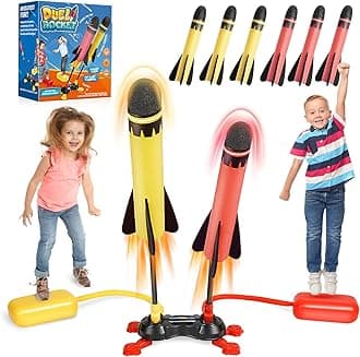 Double Player Rocket Toy Launcher, Outdoor Granden Toys for 4 5 6 7 8 9 Year Old Boys Kids Outdoor Game Birthday Gifts for 3-12 Year Olds