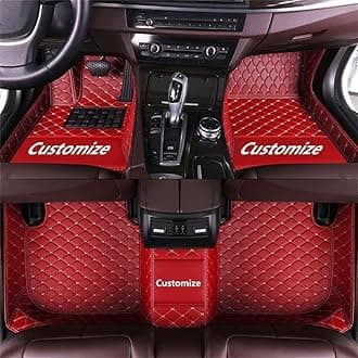 Custom car Floor mats Suitable for 98% car Truck SUV,car mats All Weather Personalized,Full Coverage Luxury Car Mats, Anti-Slip Leather Floor mats.Floor Liner Car Accessories (red)