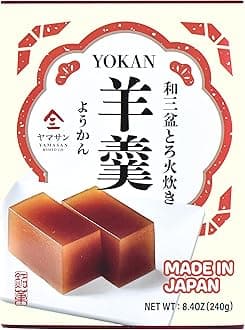 Yokan Japanese Traditional Wagashi Sweets - Sweet Koshian Anko Paste Jelly Cake, Wasanbon Sugar, No Coloring, Gluten Free, Made in Japan 240g(8.4OZ)