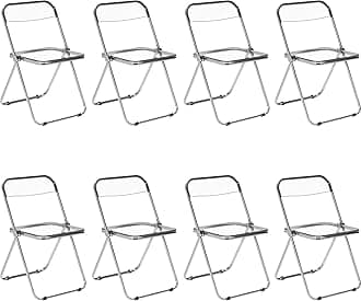 Acrylic Folding Chairs 8 Pack, Luxury Modern Clear Folding Chair with Metal Frame, Portable Comfortable Plastic Transparent Foldable Chairs for Parties Events Indoor Outdoor