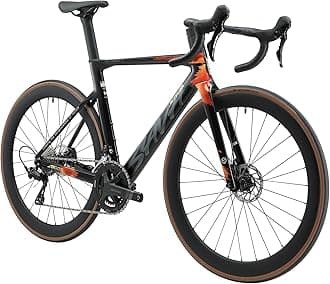 SAVADECK Carbon Fiber Road Bike, Hydraulic Oil Disc Bike with Carbon Fiber Frame and Wheelset, Lightweight Full Carbon Racing Bicycle with Shimano R7120 24S Shift Set for Adults(Twilight-Orange,54cm)