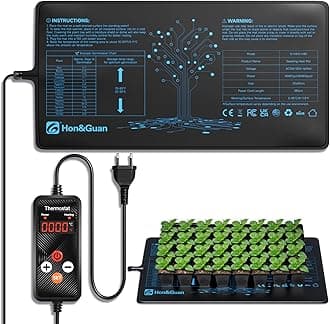 Hon&Guan 10"x 20.75" Seedling Heat Mat with Digital Thermostat Combo Set,Waterproof Plant Heating Pad for Germination,Indoor Gardening,Greenhouse