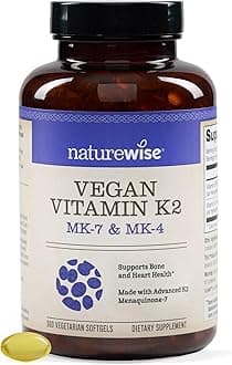 NatureWise Vitamin K2 600mcg Supplement with MK-7 100mcg & MK-4 500mcg - Enhanced Bioavailable Formula - K Complex for Bone and Heart Health - Vegan, Gluten Free, Non-GMO -360 Softgels[1-Year Supply]
