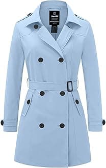 Women's Waterproof Trench Coat Classic Lapel Outerwear Coat with Belt