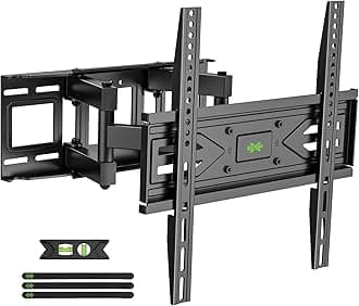Full Motion TV Wall Mount for Most 32-70 inch TVs up to 99 lbs, Wall Mount TV Bracket with Dual Articulating Arms, Swivel, Tilt, Max VESA 400x400mm, TV Mount Fits 12”/16” Wood Studs