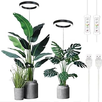 Plant Grow Light,yadoker LED Growing Light Full Spectrum for Indoor Plants,Height Adjustable, Automatic Timer, 5V Low Safe Voltage,Idea for Large Plant Light, 2 Pack