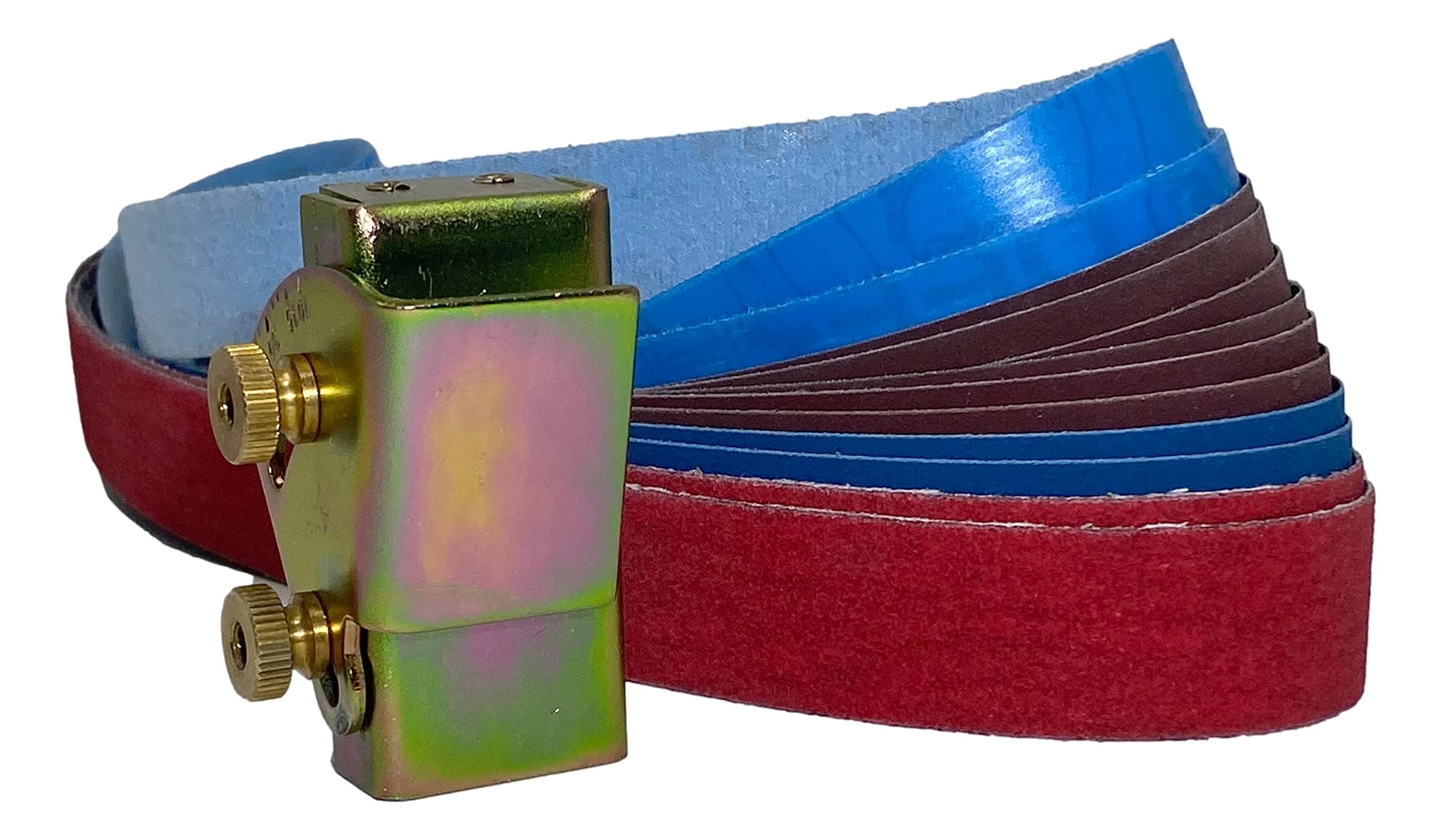 Knife Sharpening (Away) Angle Guide fits 1X30 Belt Sander with Assorted 12 Pack of 1X30 Sharpening Sanding Belts (12 Grit Belts)