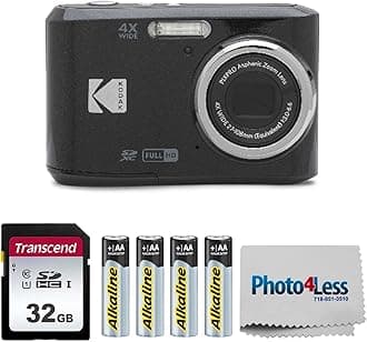 KODAK PIXPRO FZ45 16MP Digital Camera 4x Optical Zoom 27mm Wide Angle and 2.7" LCD Screen Bundle with 32GB SD Memory Card, AA Batteries (4 Pack), Lens Cleaning Cloth (Black)
