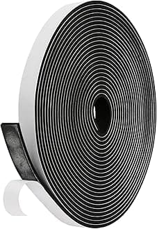 Weather Stripping Door Seal Strip (3/5 Inch X 1/8 Inch X 26Feet), Strong Adhesive, Lightproof, Soundproof, Weatherproof Foam Tape Insulation for Sliding Door, Front Door Frame, Windows- Black