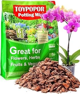 TOYPOPOR Orchid Potting Mix, (6 Quarts)Orchid Bark With Perlite, Potting Soil Medium for Plant Indoor, Pine Bark Wood Chips for Houseplant Fast Drainage, Water Retention, Air Flow and Root Ventilation