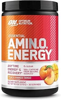 Optimum Nutrition New Flavor Amino Energy - Pre Workout with Green Tea, BCAA, Amino Acids, Keto Friendly, Green Coffee Extract, Energy Powder - Peach Mango Tango, 30 Servings (Packaging May Vary)