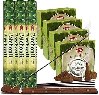 Patchouli Incense Sticks and Cone Incense Holder Variety Pack Bundle
