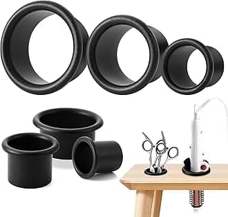 MorningRo 3 Pcs Hair Dryer Holder Insert Curling Iron Holder Stainless Steel Salon Station Appliance Hair Styling Tool Tube Comb Organizer for Hairdresser Bathroom(Black,3"+2"+1.5")