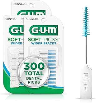 GUM Soft-Picks Wide Space, Easy to Use Dental Picks for Teeth Cleaning and Gum Health, with Convenient Carry Case, Dentist Recommended Dental Picks, 100 Count (Pack of 3) 300 Total
