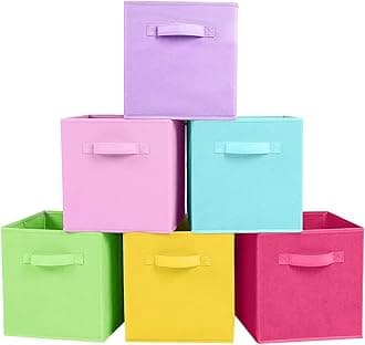 ShellKingdom Foldable Fabric Storage Cubes And Cloth Organizer Drawer For Closet And Toys, 6 Pack (6 Colors)