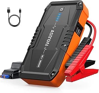 AstroAI S8 Car Battery Booster Jump Starter Power Pack (up to 6.0L Petrol & 3.0L Diesel Engines), Portable Car Jump Starter Power Bank for 12V Vehicles, Motorcycle, with Smart Jump Leads and LED Torch