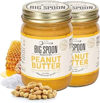 Peanut Butter with Wildflower Honey & Sea Salt - Low Sugar & Creamy Peanut Butter with Organic Raw Honey & Coconut Oil - Keto, Palm Free, & Natural - 2 x 13 Ounces