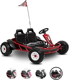 Radio Flyer Ultimate 24 Volt Electric Go-Kart for Kids Ages 3-8, 2-Seater, Red
