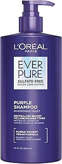 L’Oreal Paris Sulfate Free Brass Toning Purple Shampoo for Blonde, Bleached, Silver, or Brown Highlighted Hair, EverPure, 23 Fl Oz (Packaging May Vary)