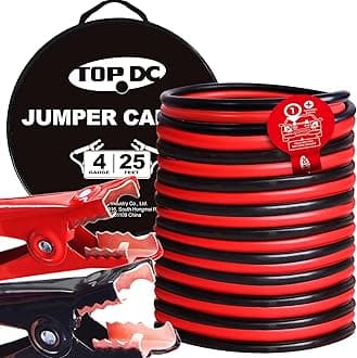 4 Gauge 25 Feet Jumper Cables for Car Battery, Heavy Duty Automotive Booster Cables for Jump Starting Dead or Weak Batteries with Carry Bag