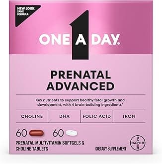 Women’s Prenatal Advanced Complete Multivitamin with Brain Support* with Choline, Folic Acid, Omega-3 DHA & Iron for Pre, During and Post Pregnancy, 60+60 Count (120 Count Total Set)