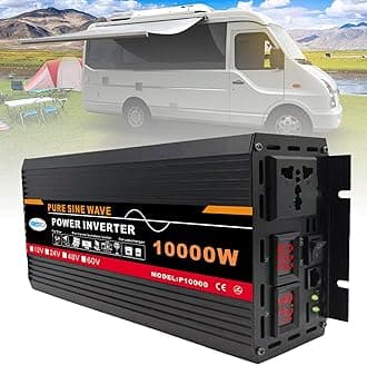 3000W-12000W Pure Sine Wave Power Inverter, DC (12/24/48/60V) to AC (110/V220V), Dual Digital Display + 1 Universal Socket, Solar System - Solar Panel, for Home/Outdoor/RV/Camping,10000W-60V