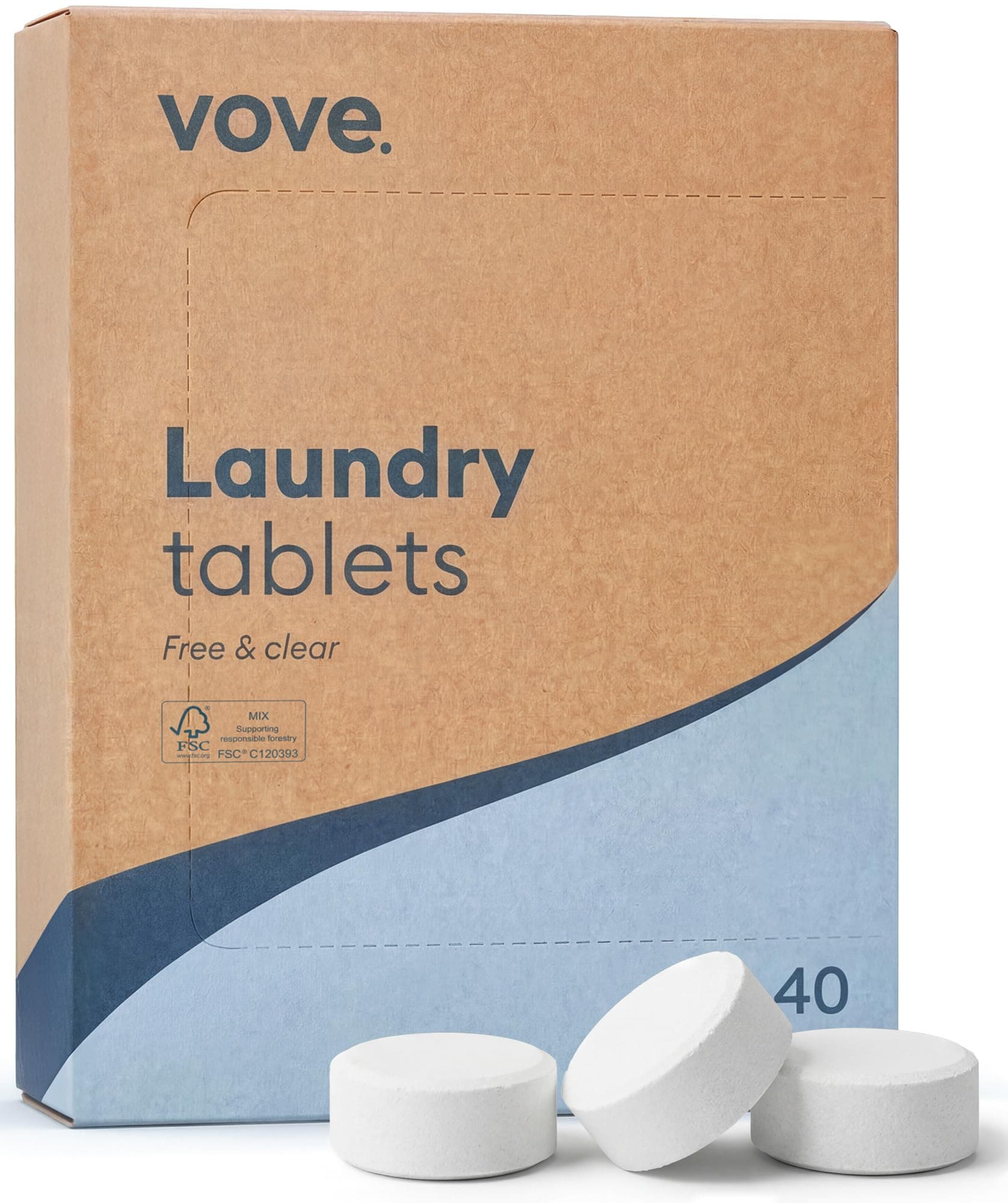 Laundry Detergent Tablets, 40 Washes - Plastic-Free, PVA-Free, Zero Microplastics - Enzyme-Powered Stain Removal - Plant-Based, Fragrance-Free, Non-Bio, Works in Cold Water