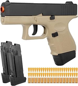 Toy Gun, Soft Bullet Gun for Boys, G26 Toy Pistol, Empty Shell Ejecting Toy Gun for Kids, Shooting Game Educational Gun Toy Model, Gift for Kids (Boys&Girls) Age 8+ (Sand Color)