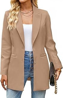 luvamia2024 Blazers for Women Business Casual Long Blazer Jackets Dressy Work Professional Office Outfits Lapel Pockets