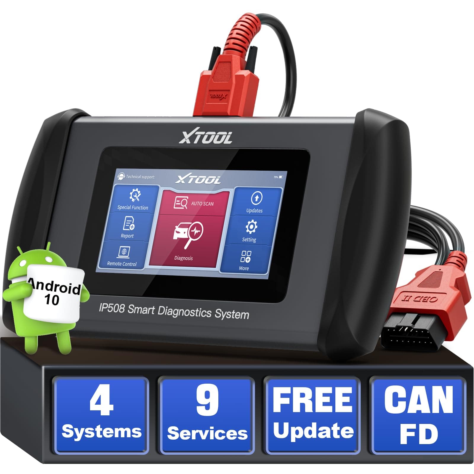 Code Reader for Cars and Trucks, InPlus IP508 Engine ABS SRS Transmission Car Diagnostic with Oil Reset, EPB, SAS, BMS, Throttle, Check Engine Code Reader, Android 10.0