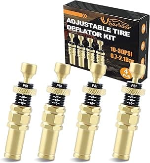 Adjustable Tire Deflator, 10-30 Psi Tire Deflators Offroad Accessories, Auto Stop Air Down Tire Deflators, Air Down All Four Tires(4 Pcs)
