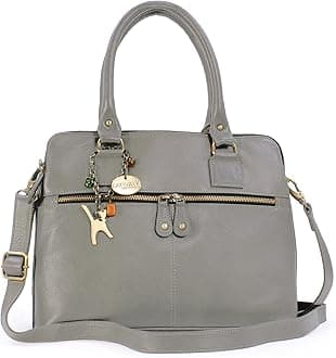 Catwalk Collection Handbags - Women's Large Leather Shoulder Bag - Tote With Multiple Compartments - Additional Crossbody Strap - Victoria