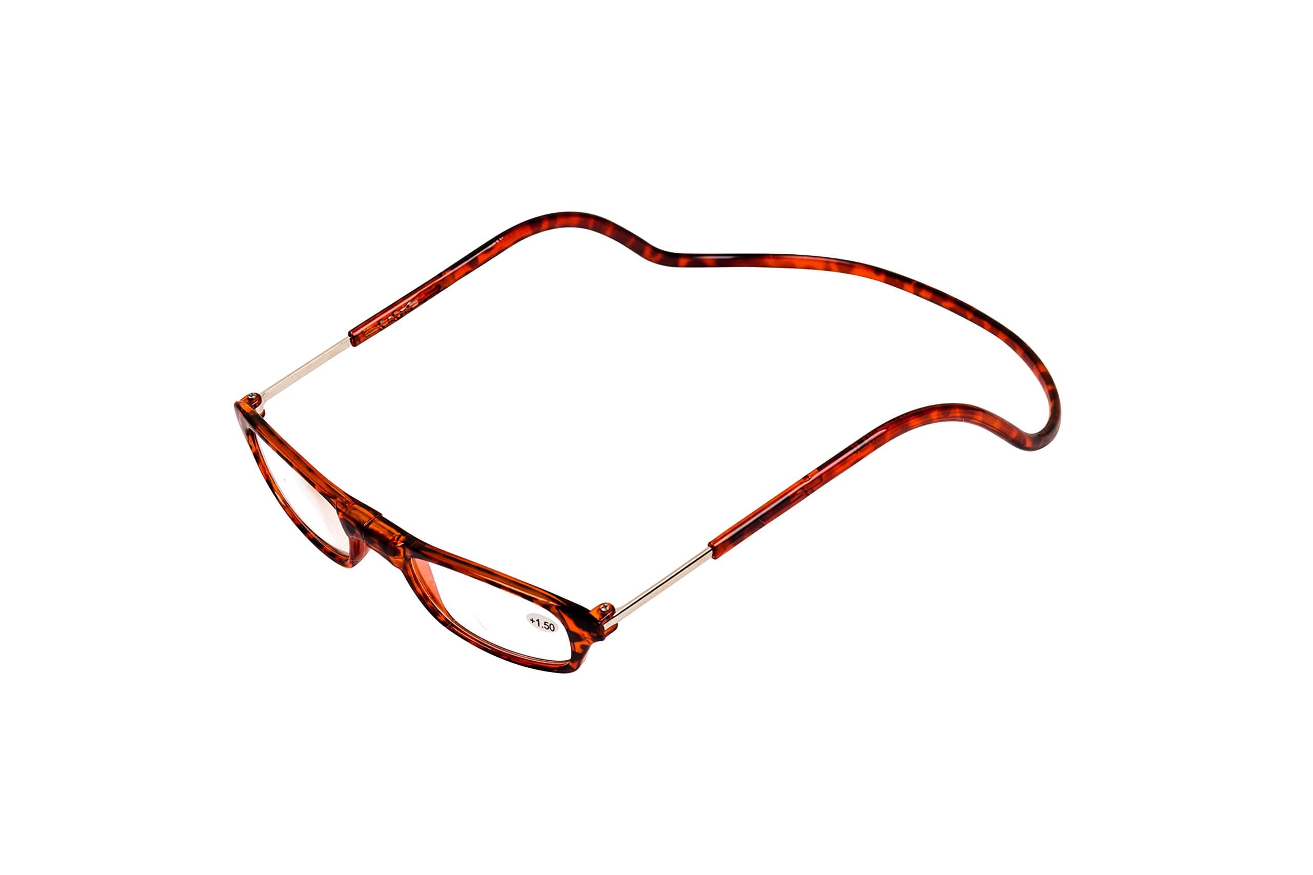 Designer Magnetic Reading Glasses Neck Strap, Book, Computer, Evening Application Reduce Eye Strain | Edged, Foldable, Adjustable Sides, Magnetic Front | Men Women. (Turtle/Demi, 3.5)