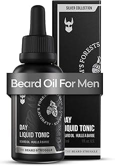 The Beard Struggle - Day Liquid Tonic Beard Oil - Silver Collection (Alfheim's Forests) - Beard Oil for Men - Moisturize, Softens Hair, Reduces Itch - Day Time Beard Growth Oil (1 Fl oz)