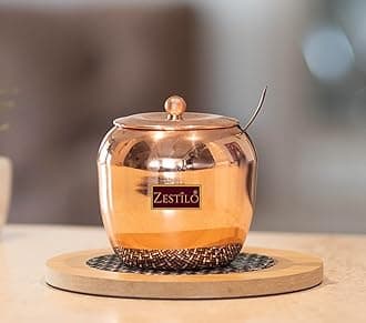 Stainless steel oil/ghee jar/ghee pot/Ghee container/oil pot with spoon copper coated 250ml