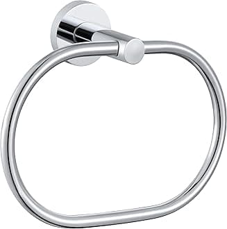 APLusee Oval Towel Ring Chrome, Stainless Steel Hand Towel Holder for Bath Kitchen, Wall Mounted