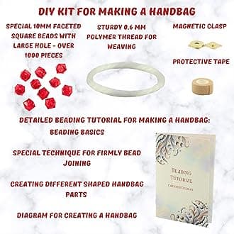 Create&Delight Arts and Crafts for Adults: Craft Supplies for Weaving Beaded Cute Things. DIY Kits for Adults - Hobbies for Women, Teen Gifts. Bead Kit Art Supplies. Step-by-Step Video Tutorial. Red