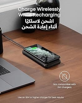 Anker Wireless Power Bank 10,000mAh PD, PowerCore III 10K Wireless Portable Charger with Qi-certified 10W Wireless Charging and 18W USB-C Quick Charge for iPhone 16, Pro, Pro Max, 15, Pro, iPad