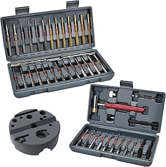 Pin Punch Set, 40PCS Steel and Brass, Mechanical Repair Tool with Hammer, Bench Block