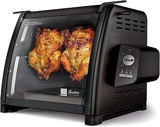 Showtime Large Capacity Rotisserie & BBQ Oven Modern Edition, Simple Switch Controls, Silicone Door Tie, Auto Shutoff, Includes Multipurpose Basket
