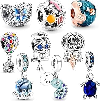 9 Pack Silver Spacer Beads Charms fit Bracelet, Heart Beads DIY Jewelry Gifts Women