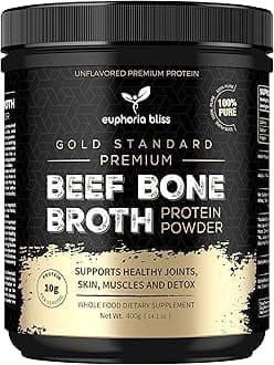 Beef Bone Broth Powder 400g | Sweden Grass Fed | No Hormones or Additives | Unflavoured High Grade Beef Bone Broth | Halal